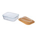 Steklena posoda z lesenim pokrovom 20 x 15 x 6,5cm Lunchbox, mix 183466